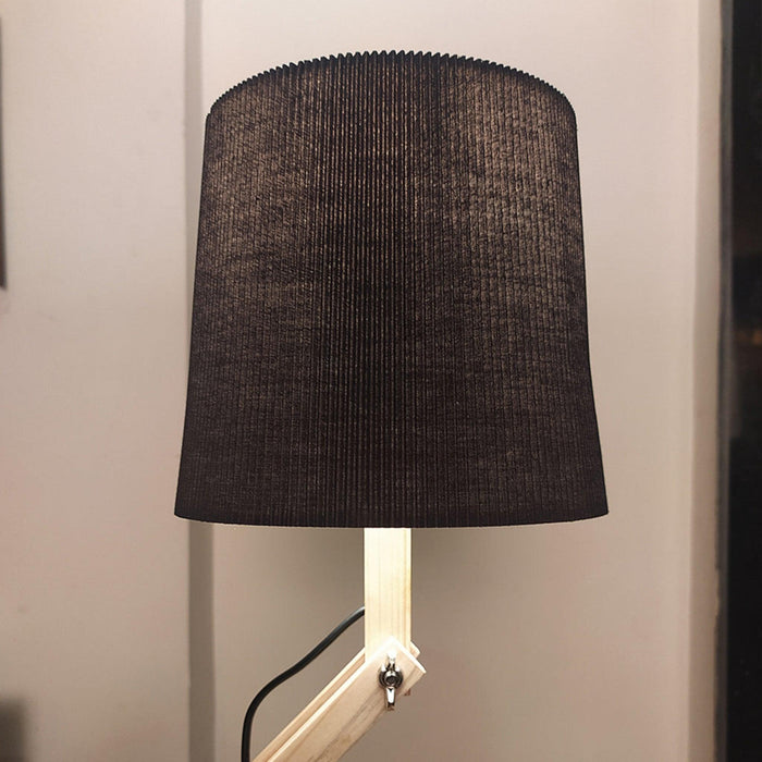 Flex Beige Wooden Table Lamp with Black Fabric Lampshade - WoodenTwist