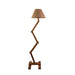 Hinge Wooden Floor Lamp with Brown Base and Beige Fabric Lampshade - WoodenTwist