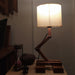 Flex Brown Wooden Table Lamp with Yellow Printed Fabric Lampshade - WoodenTwist
