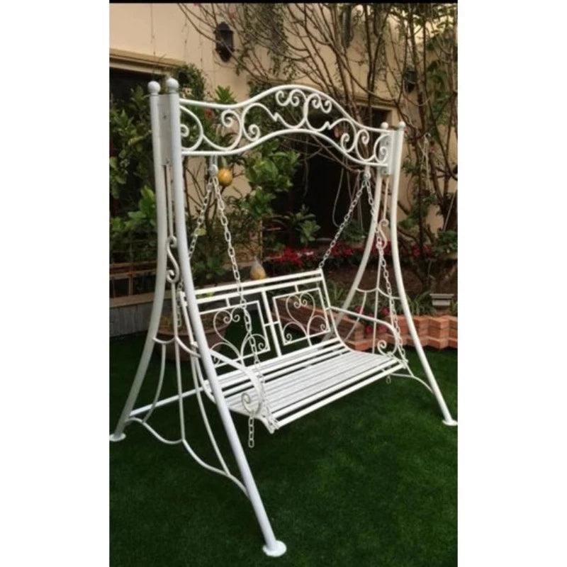 Modern Antique White Design Swing Garden & Balcony Swing, Hammock, Jhoola (Two Seater) - WoodenTwist