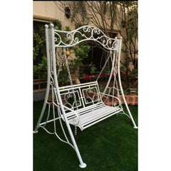 Modern Antique White Design Swing Garden & Balcony Swing, Hammock, Jhoola (Two Seater) - WoodenTwist