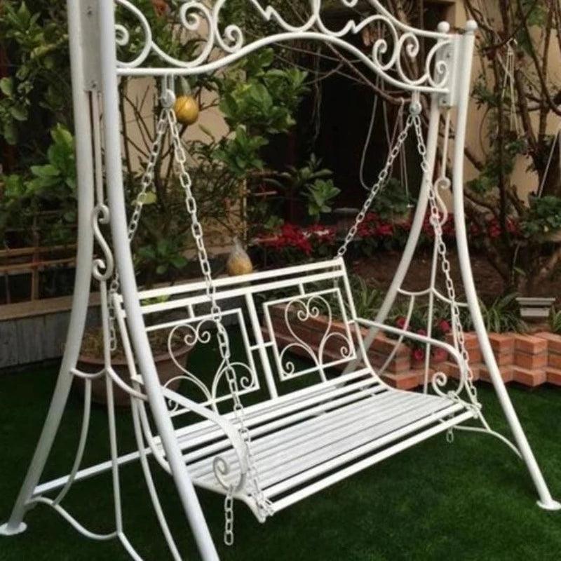 Modern Antique White Design Swing Garden & Balcony Swing, Hammock, Jhoola (Two Seater) - WoodenTwist