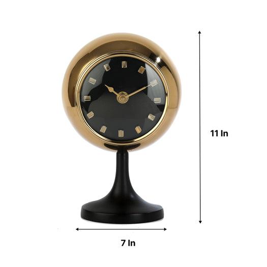 Circular Globe Clock with Matt Brass & Black Finish - WoodenTwist