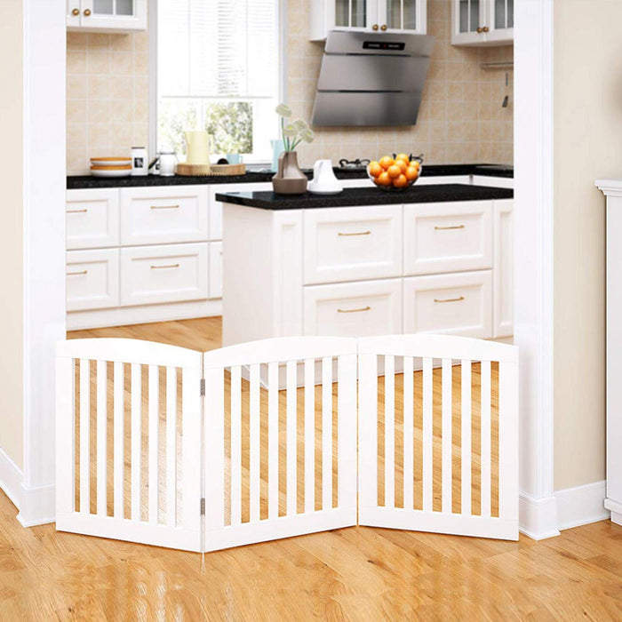 Wooden Portable Safety Pet Fence Gate Partition For Kids (White) - WoodenTwist