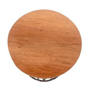 Round Coffee Table with Metal Base and Wooden Top - WoodenTwist