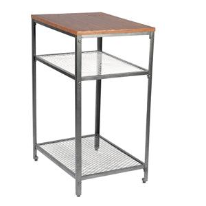 End Table, 3-Tier Square Side Table with Metal Frame & Storage - WoodenTwist
