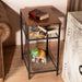End Table, 3-Tier Square Side Table with Metal Frame & Storage - WoodenTwist