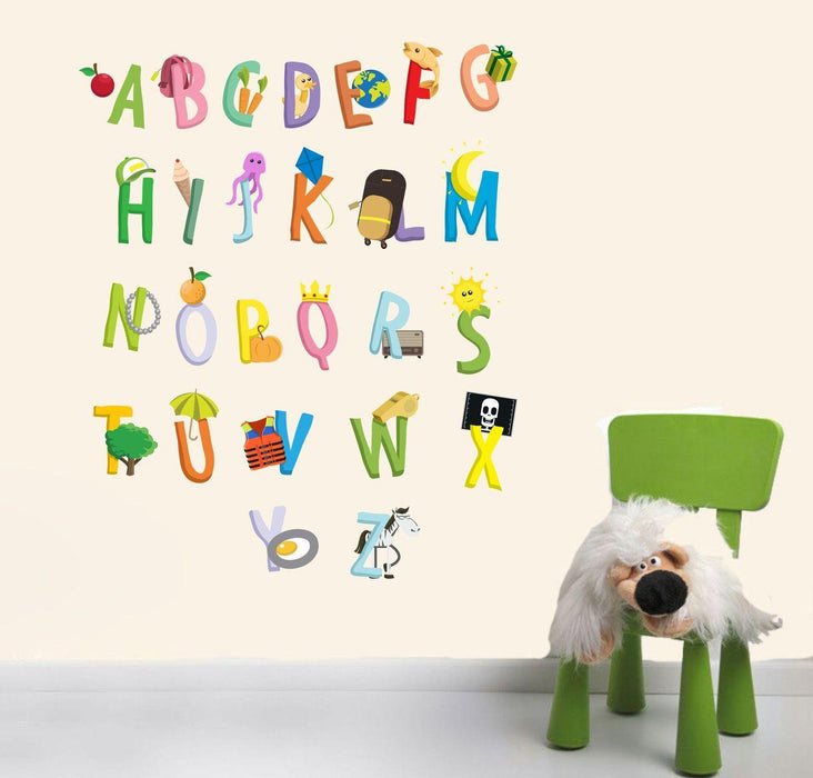 Children Alphabets Wall Sticker for Living Room - WoodenTwist