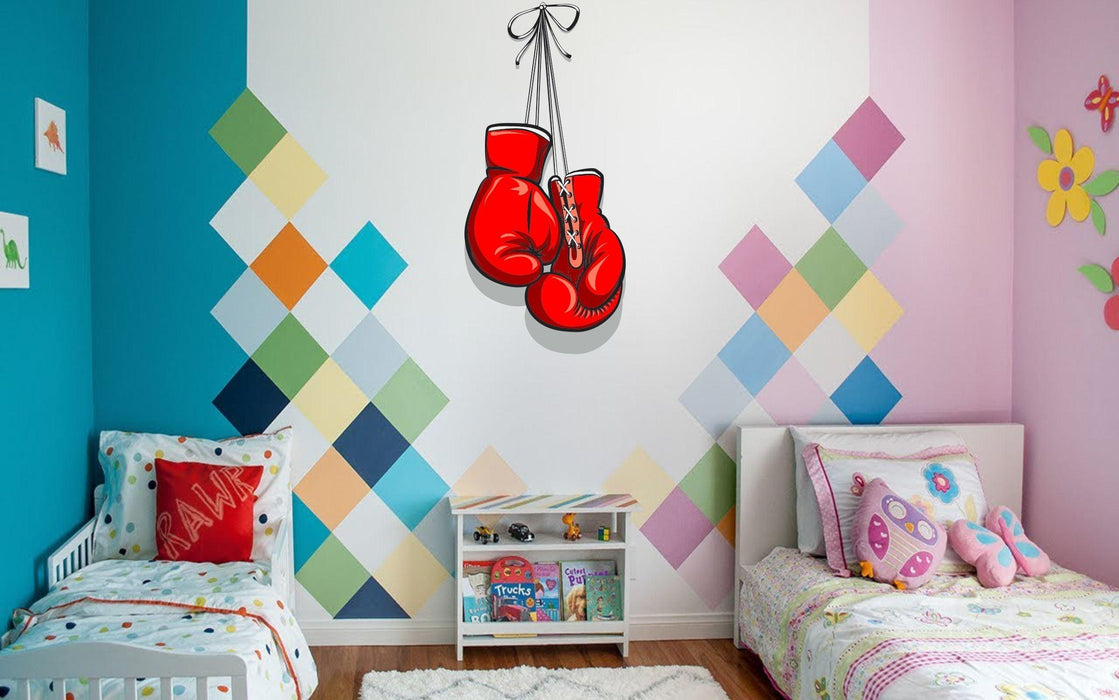 Red Boxing gloves wall Sticker for Living Room - WoodenTwist