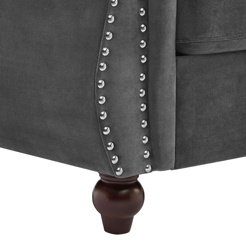 Designer Velvet Rolled Arm Chesterfield Sofa (3 Seater) - WoodenTwist