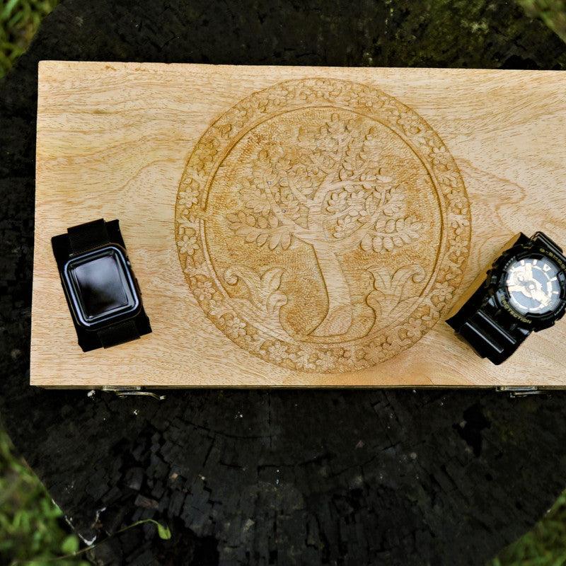 Handcrafted & Handcarved Wooden Watch Box - WoodenTwist