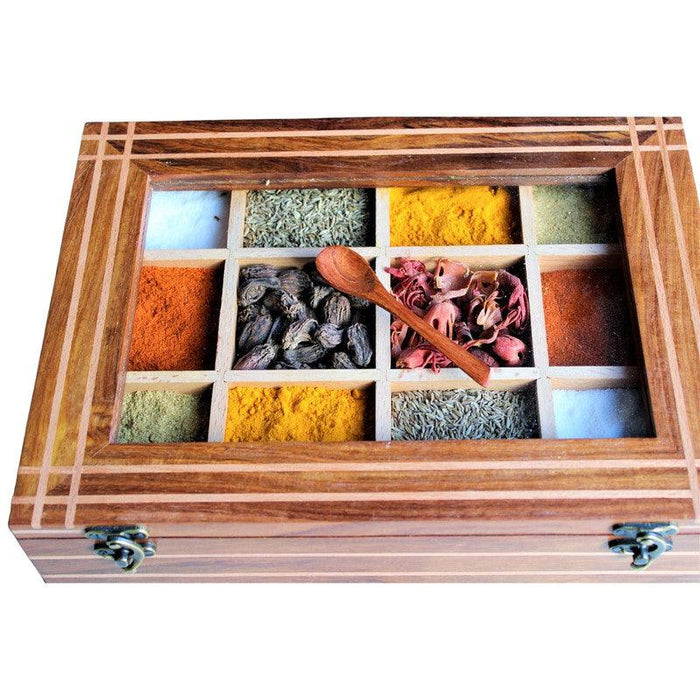 Handcrafted Mixed Wood Spice Box - WoodenTwist
