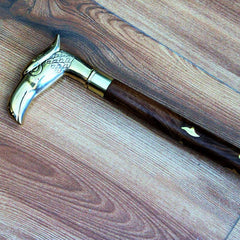 Handcrafted Sheesham Wood Walking Stick With Brass Handle - WoodenTwist