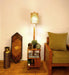 Henry Wooden Floor Lamp with Brown Base and Jute Fabric Lampshade - WoodenTwist