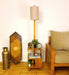 Henry Wooden Floor Lamp with Brown Base and Jute Fabric Lampshade - WoodenTwist