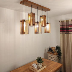 Hexa Brown 5 Series Hanging Lamp - WoodenTwist