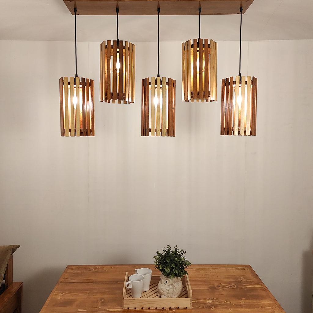 Hexa Brown 5 Series Hanging Lamp - WoodenTwist