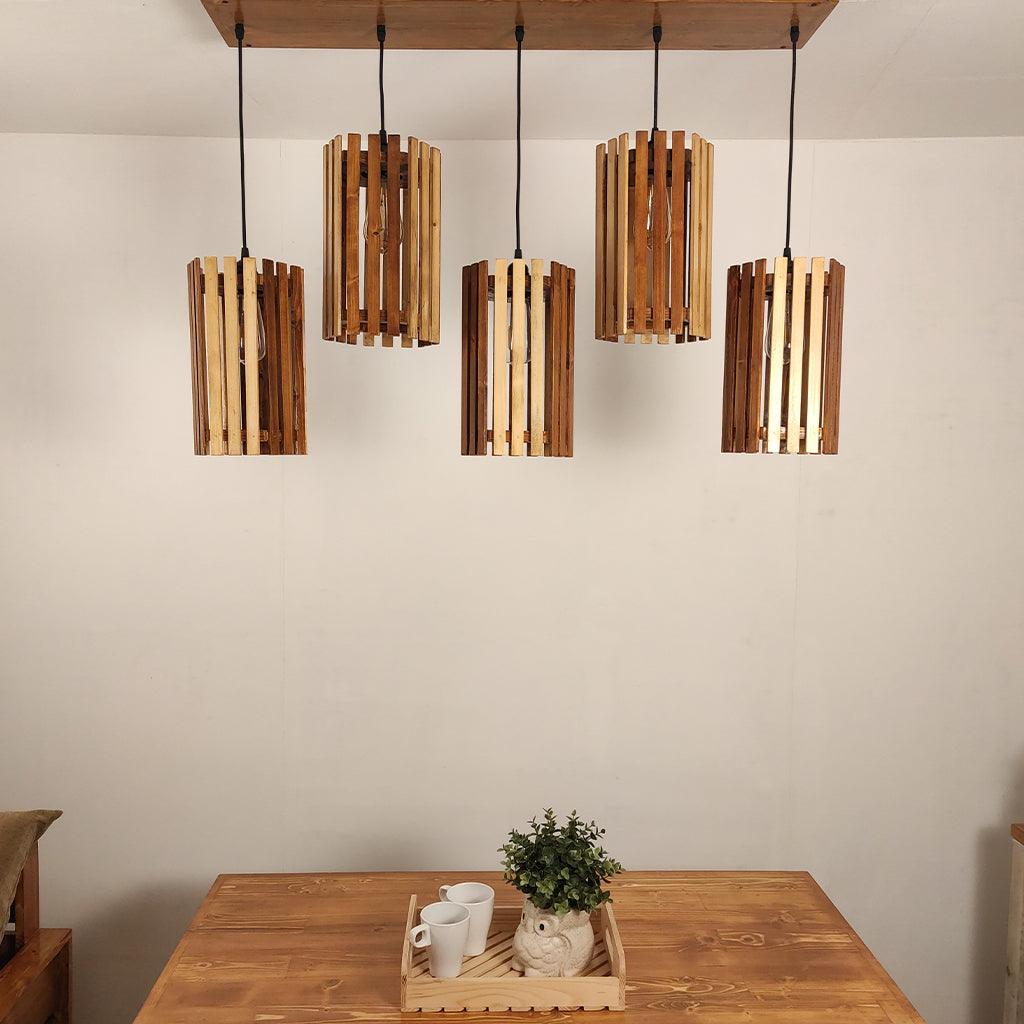 Hexa Brown 5 Series Hanging Lamp - WoodenTwist