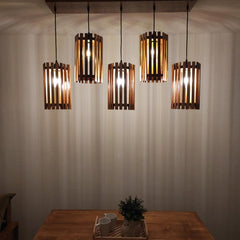 Hexa Brown 5 Series Hanging Lamp - WoodenTwist