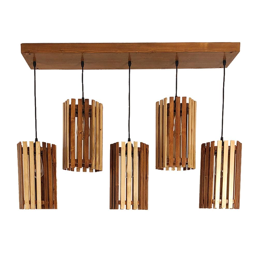 Hexa Brown 5 Series Hanging Lamp - WoodenTwist