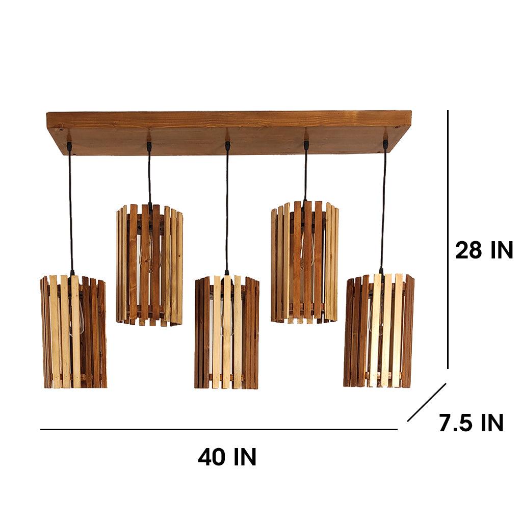 Hexa Brown 5 Series Hanging Lamp - WoodenTwist