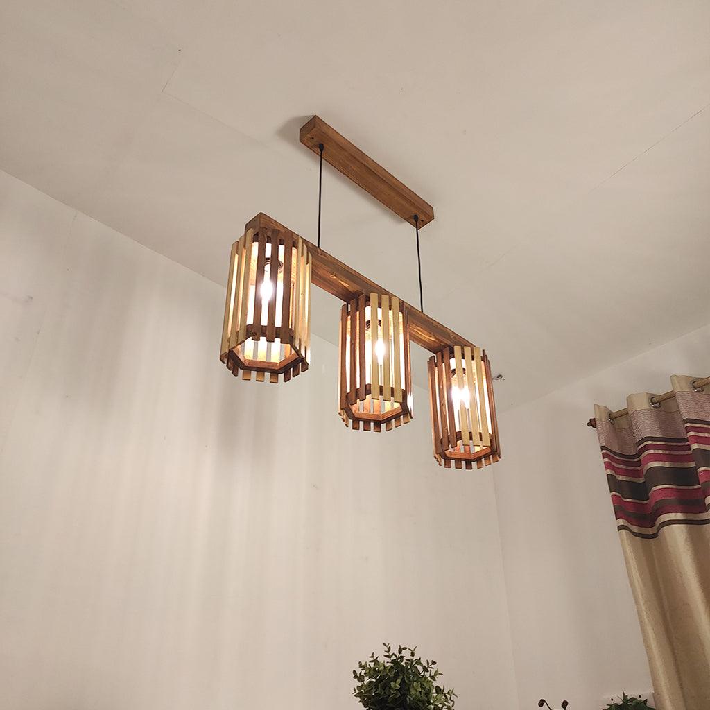 Hexar Brown 3 Series Hanging Lamp - WoodenTwist