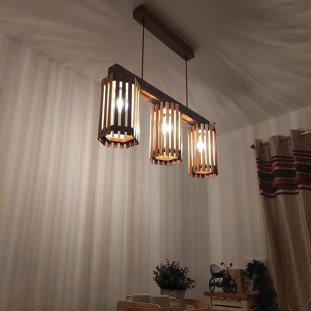 Hexar Brown 3 Series Hanging Lamp - WoodenTwist