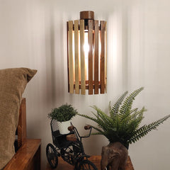 Hexa Brown Wooden Wall Light - WoodenTwist