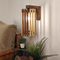 Hexa Brown Wooden Wall Light - WoodenTwist