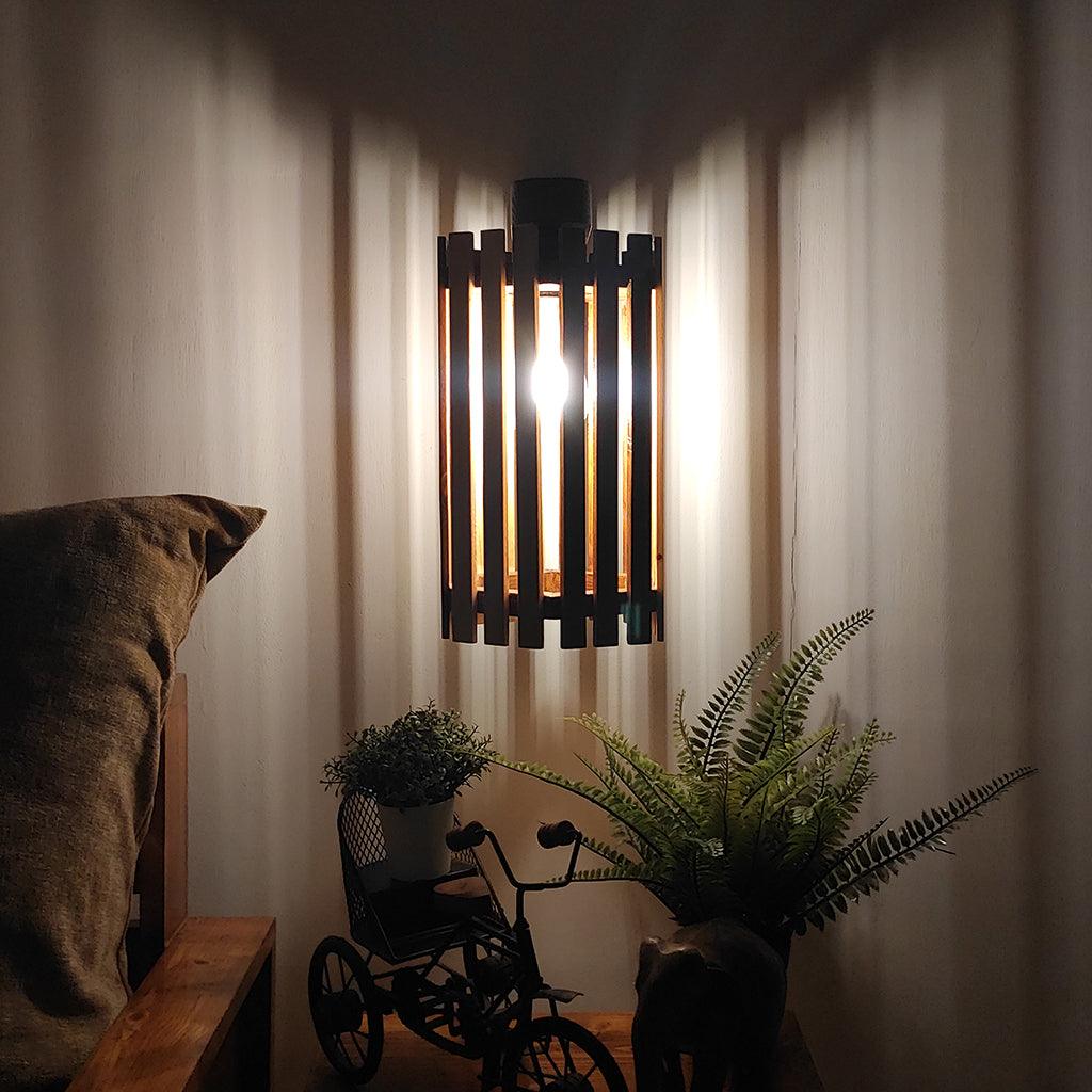 Hexa Brown Wooden Wall Light - WoodenTwist