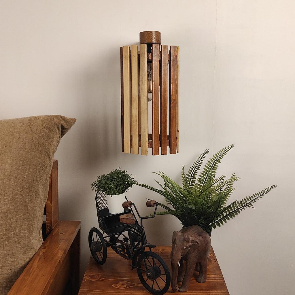 Hexa Brown Wooden Wall Light - WoodenTwist