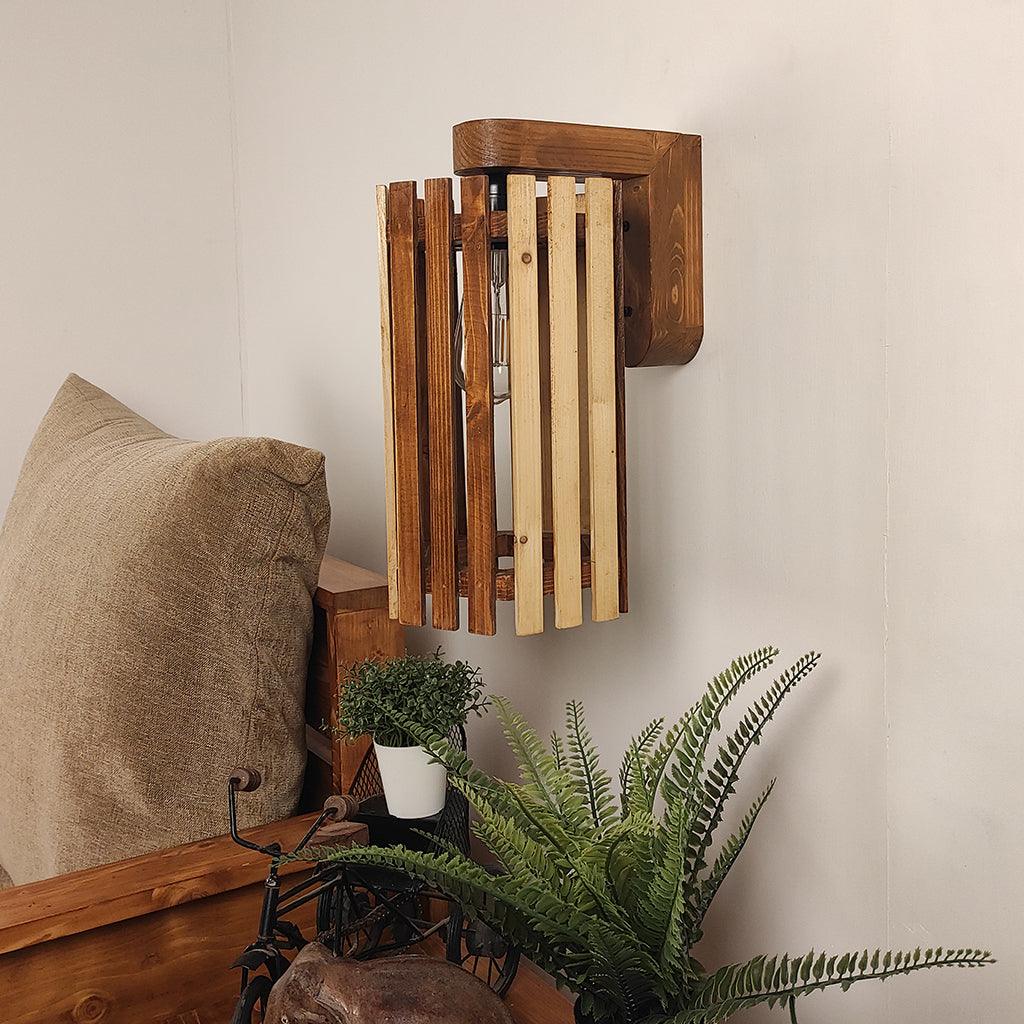 Hexa Brown Wooden Wall Light - WoodenTwist