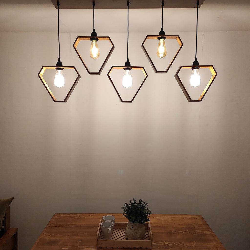 Hexad Brown 5 Series Hanging Lamp - WoodenTwist