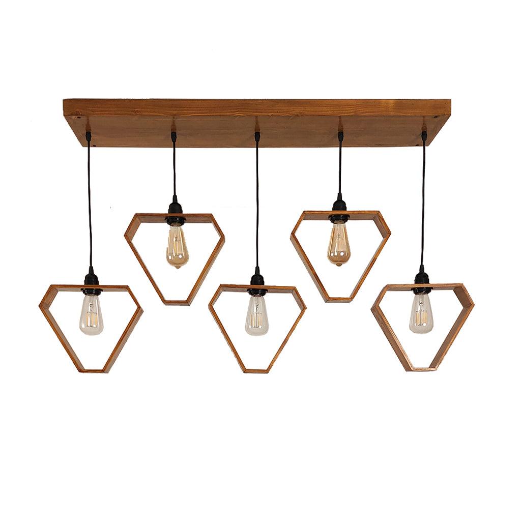 Hexad Brown 5 Series Hanging Lamp - WoodenTwist