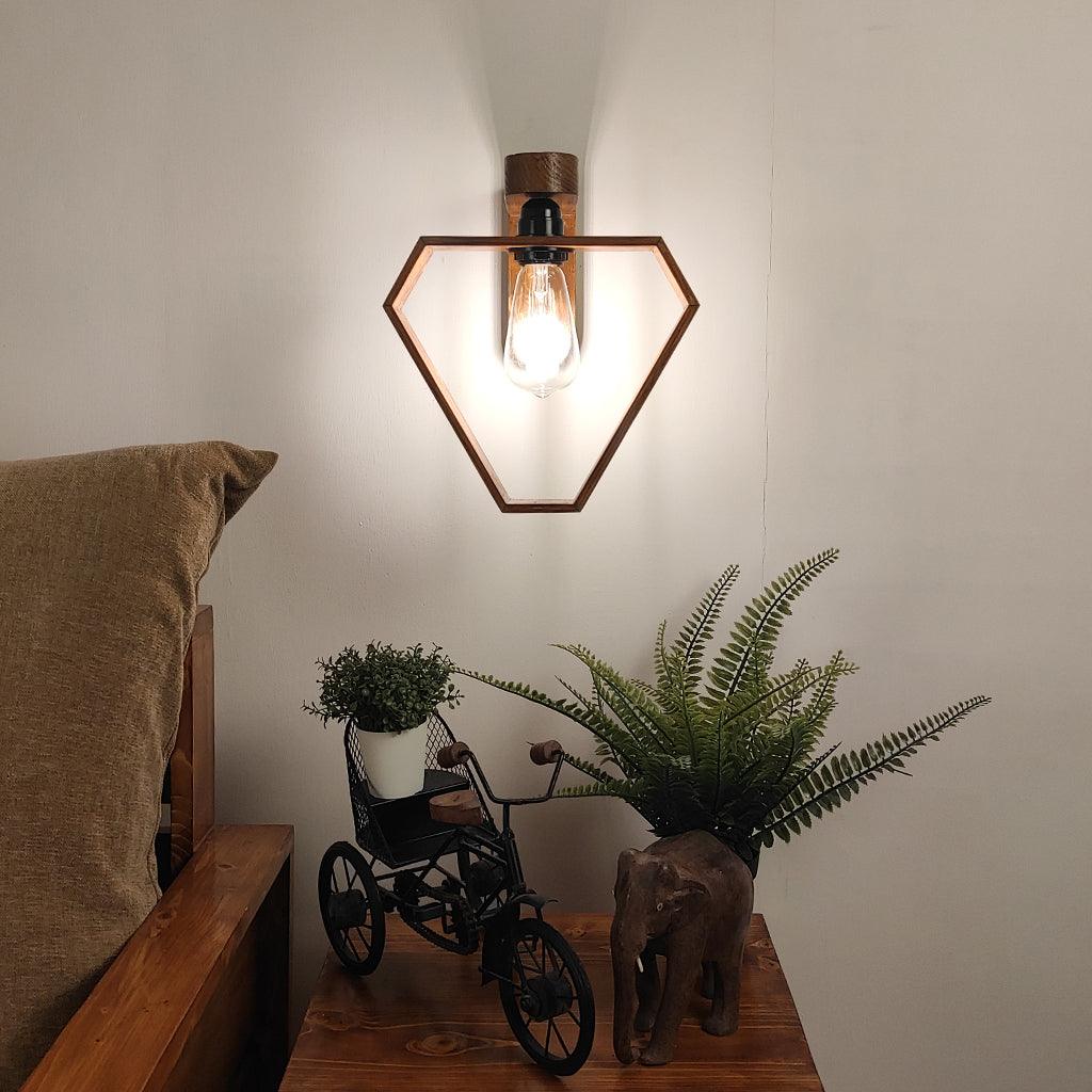 Hexad Brown Wooden Wall Light - WoodenTwist