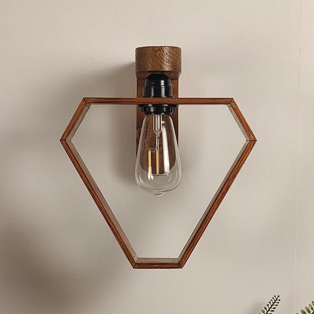 Hexad Brown Wooden Wall Light - WoodenTwist