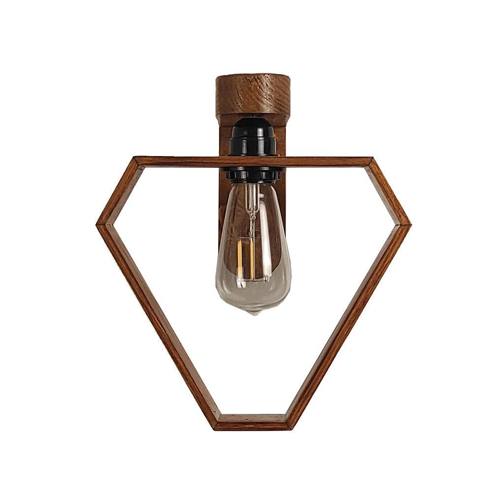 Hexad Brown Wooden Wall Light - WoodenTwist