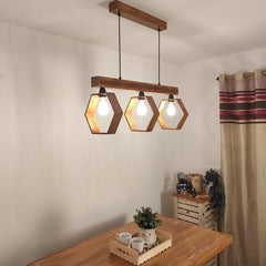 Hexagram Brown 3 Series Hanging Lamp - WoodenTwist