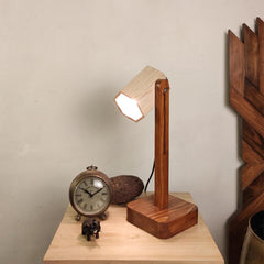 Hexspot Brown Wooden Table Lamp with Beige Wooden Lampshade - WoodenTwist