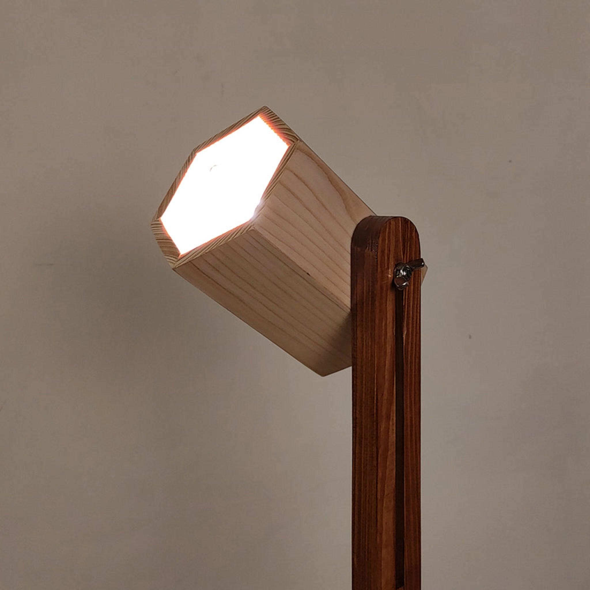 Hexspot Brown Wooden Table Lamp with Beige Wooden Lampshade - WoodenTwist