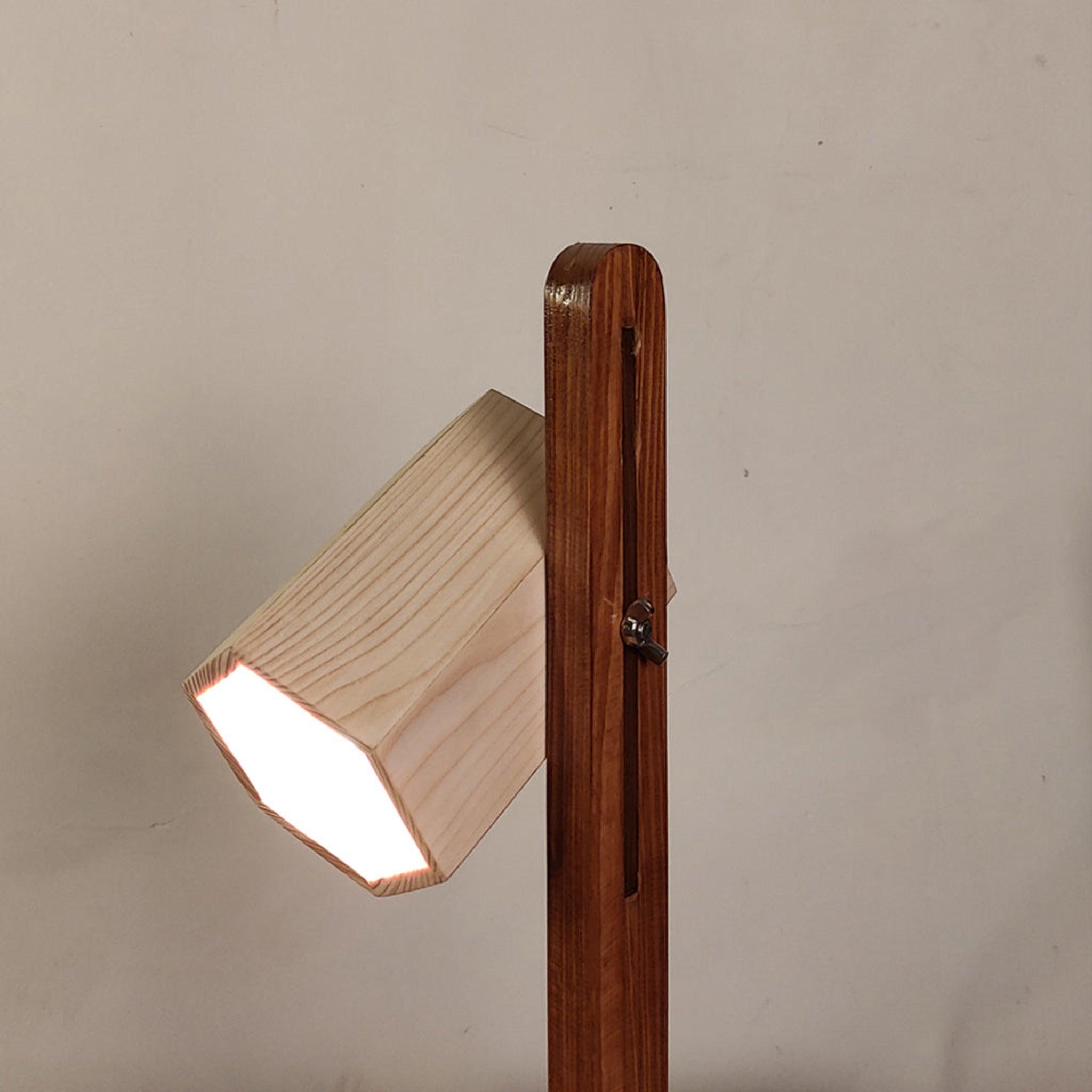 Hexspot Brown Wooden Table Lamp with Beige Wooden Lampshade - WoodenTwist