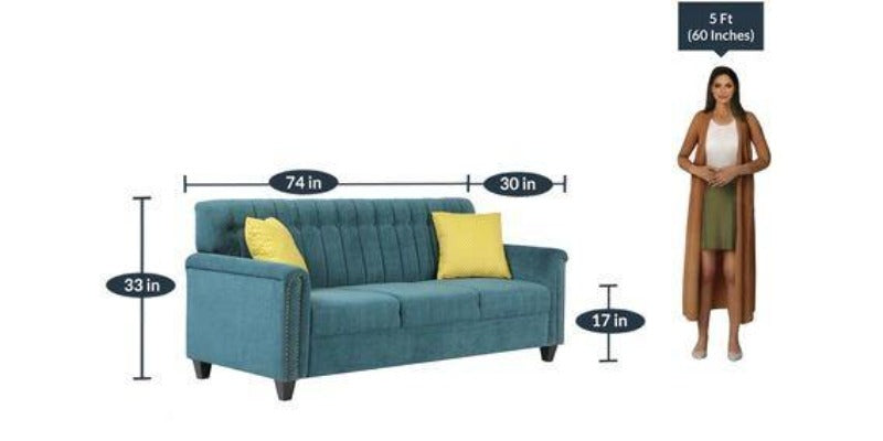 Contemporary Style Sofa Set In Blue Color - WoodenTwist