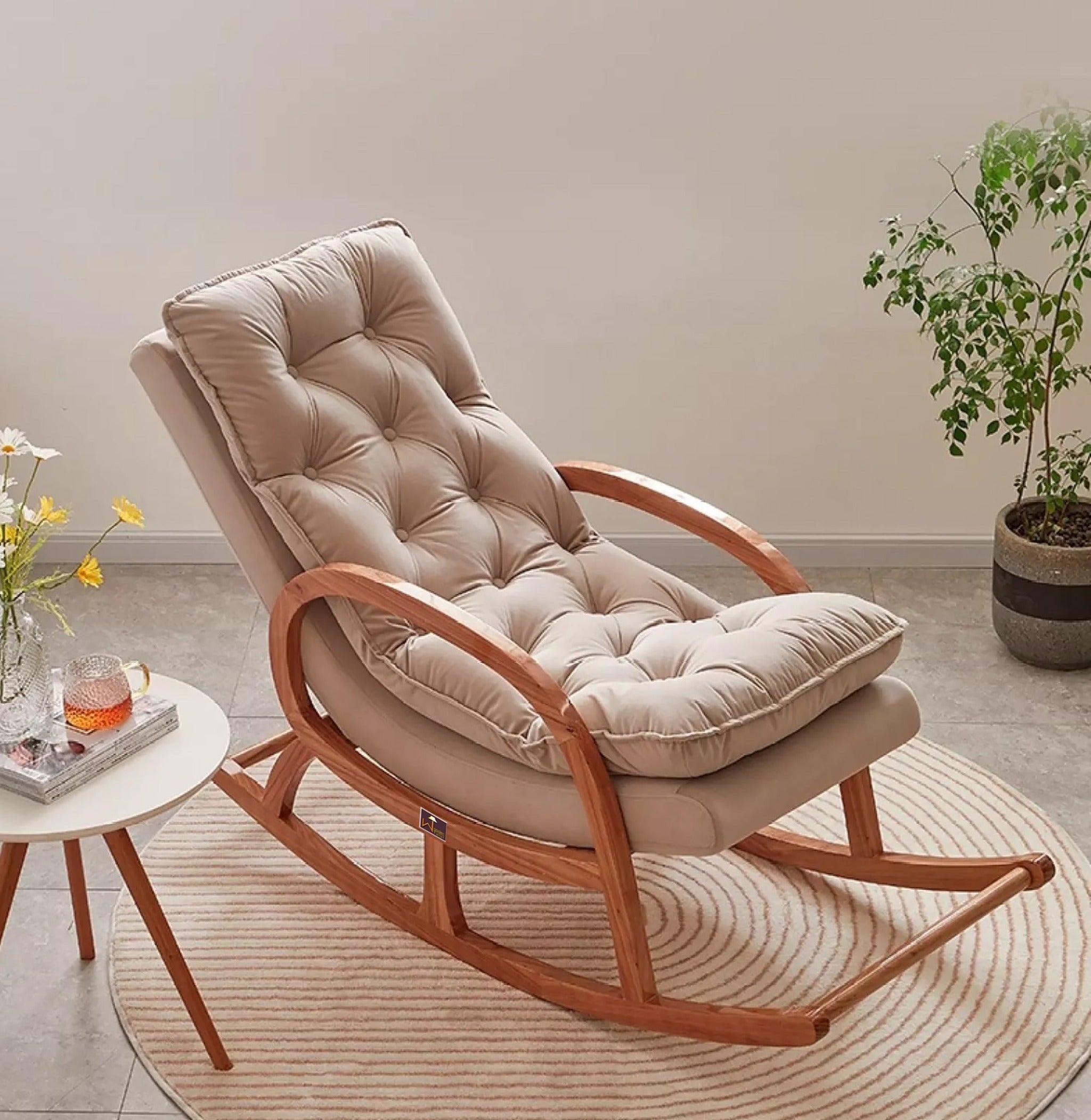 Wooden Rocking Chair Colonial and Traditional Super Comfortable Cushion (Honey Finish) - WoodenTwist