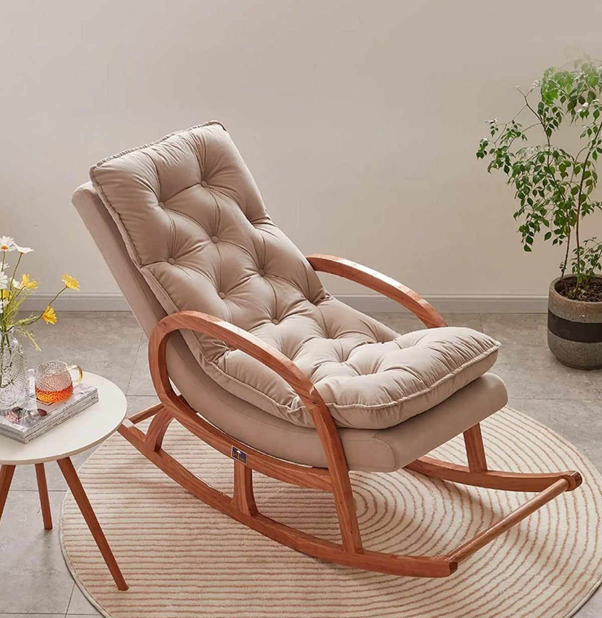 Buy Wooden Rocking Chair Colonial and Traditional Super Comfortable Cushion Honey Finish Online at woodentwist WoodenTwist