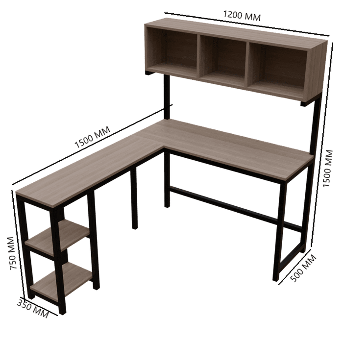Hutch Corner Desk in Beige finish - WoodenTwist