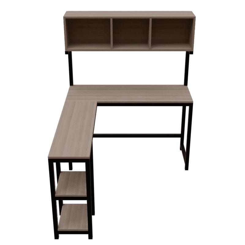 Hutch Corner Desk in Beige finish - WoodenTwist