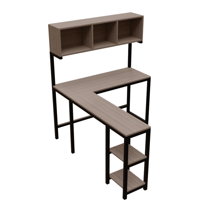 Hutch Corner Desk in Beige finish - WoodenTwist