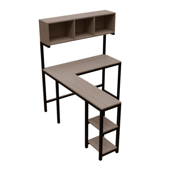 Hutch Corner Desk in Beige finish - WoodenTwist