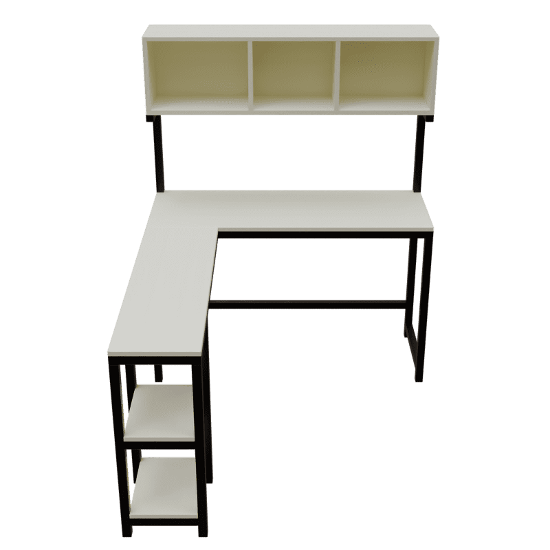 Hutch Corner Desk in Beige finish - WoodenTwist