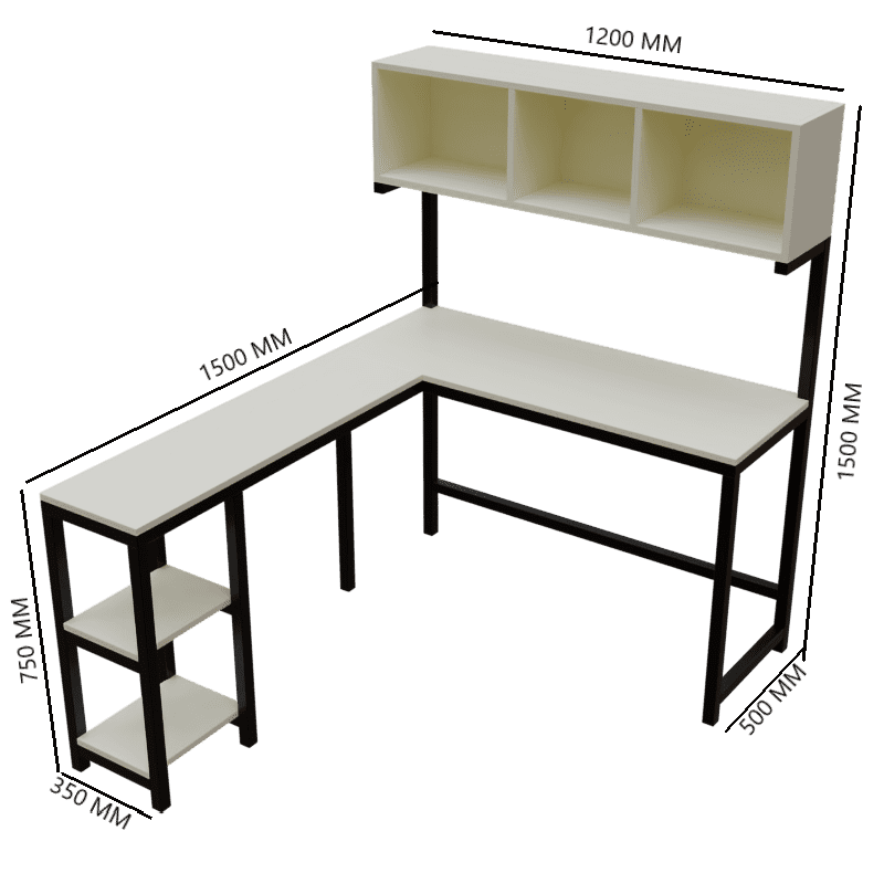 Hutch Corner Desk in Beige finish - WoodenTwist